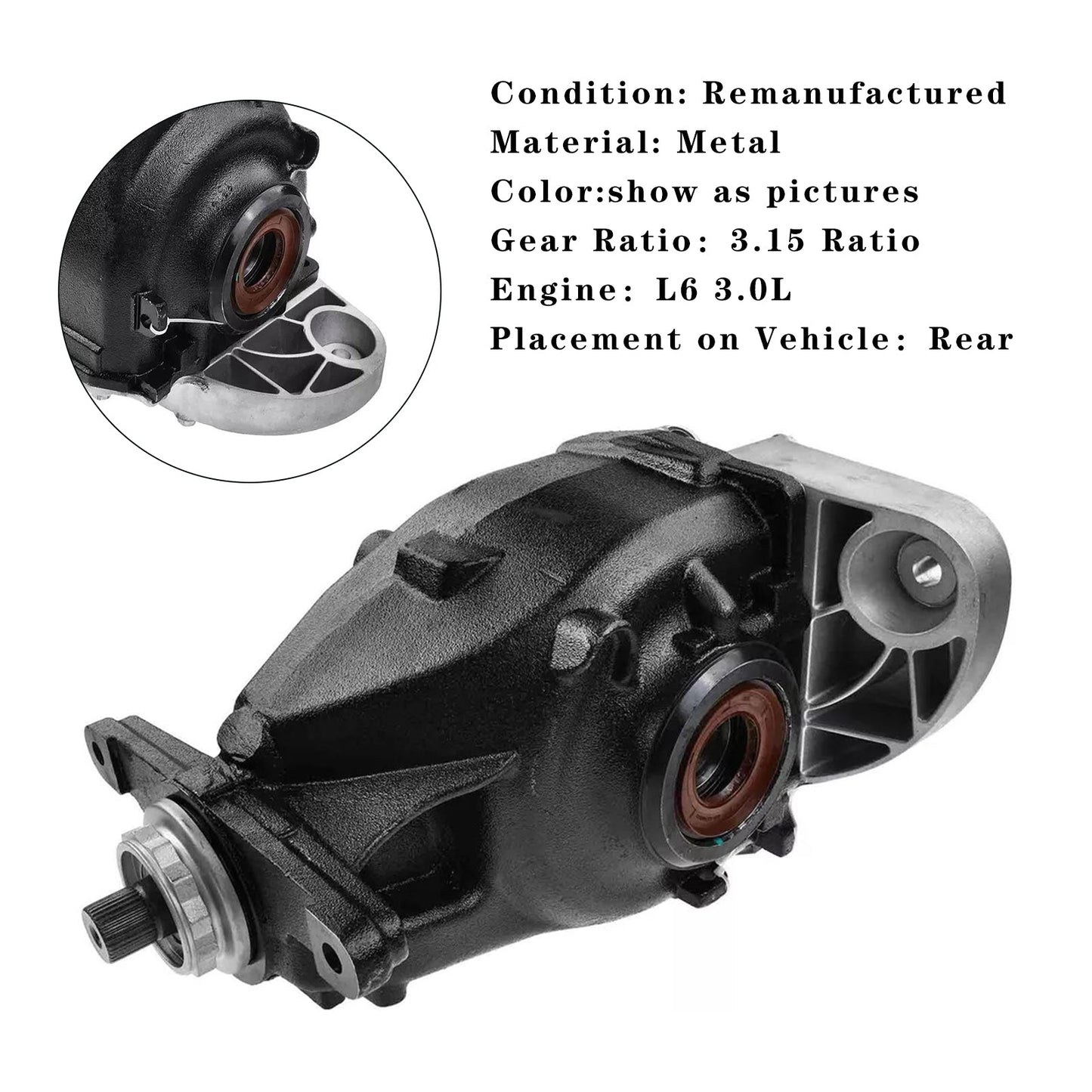 33107590911 2011 2012 2013 BMW E70 X5 L6 3.0L Supporto differenziale posteriore Assale 3.15 Rapporto 33107590912