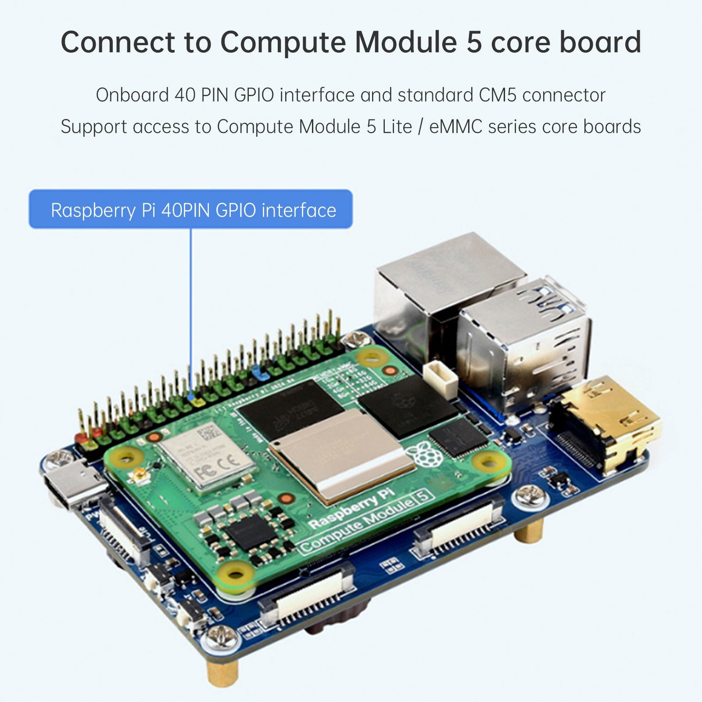 Scheda di espansione del modulo di elaborazione Raspberry Pi 5, scheda di base del modulo di elaborazione CM5