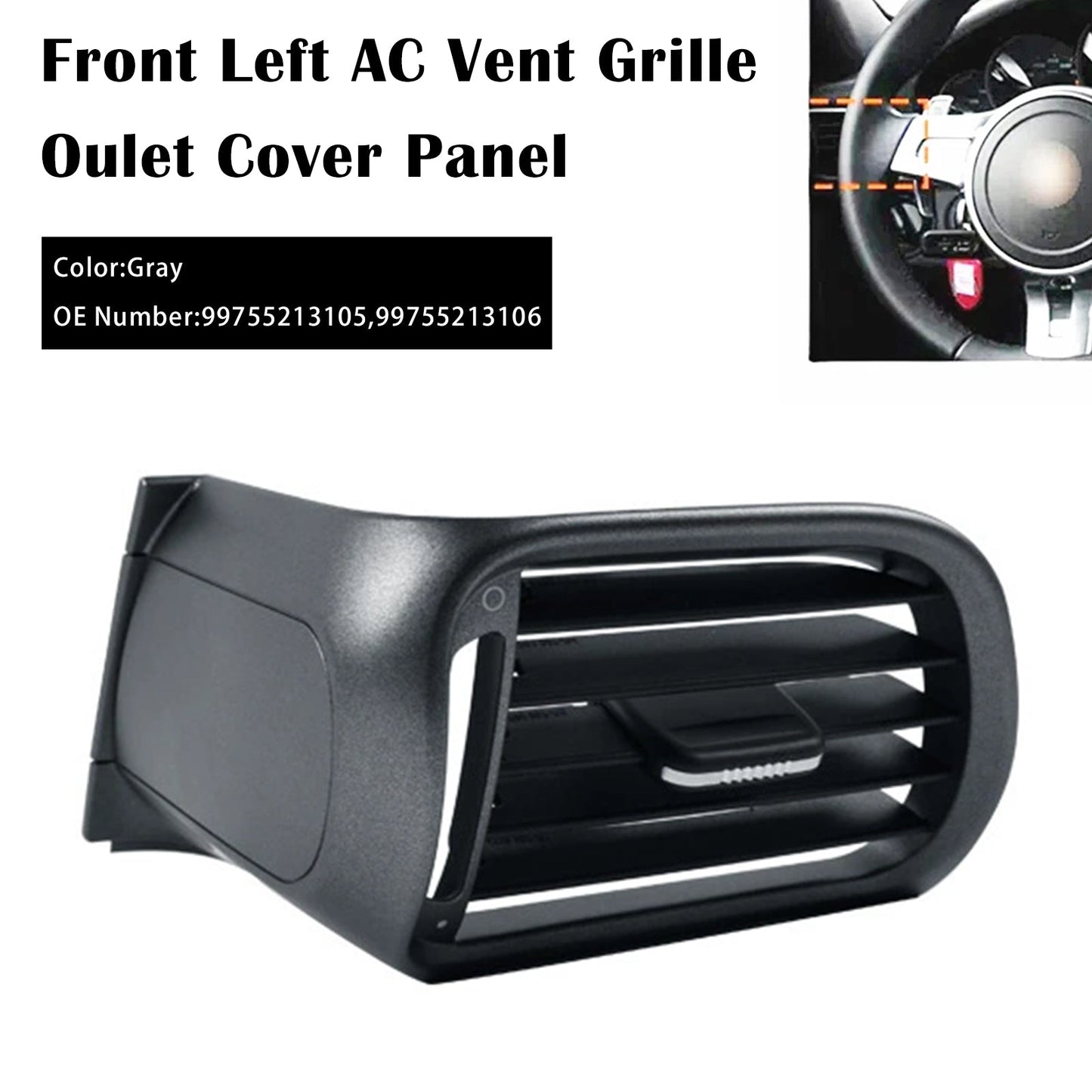 Copertura bocchetta aria condizionata anteriore sinistra Porsche Carrea 997 2004-2011 grigia 99755213105 99755213106