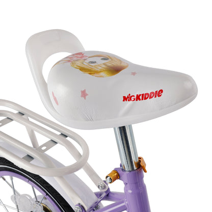 Bicicletta da principessa per bambini da 18" per ragazze, con ruote da allenamento rimovibili, rosa/viola