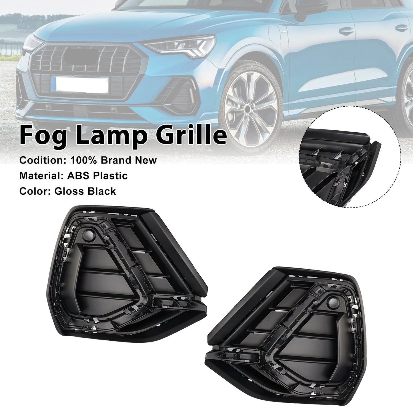 Griglia paraurti anteriore nera lucida Audi Q3 S-Line 2019-2022 (2 pezzi)