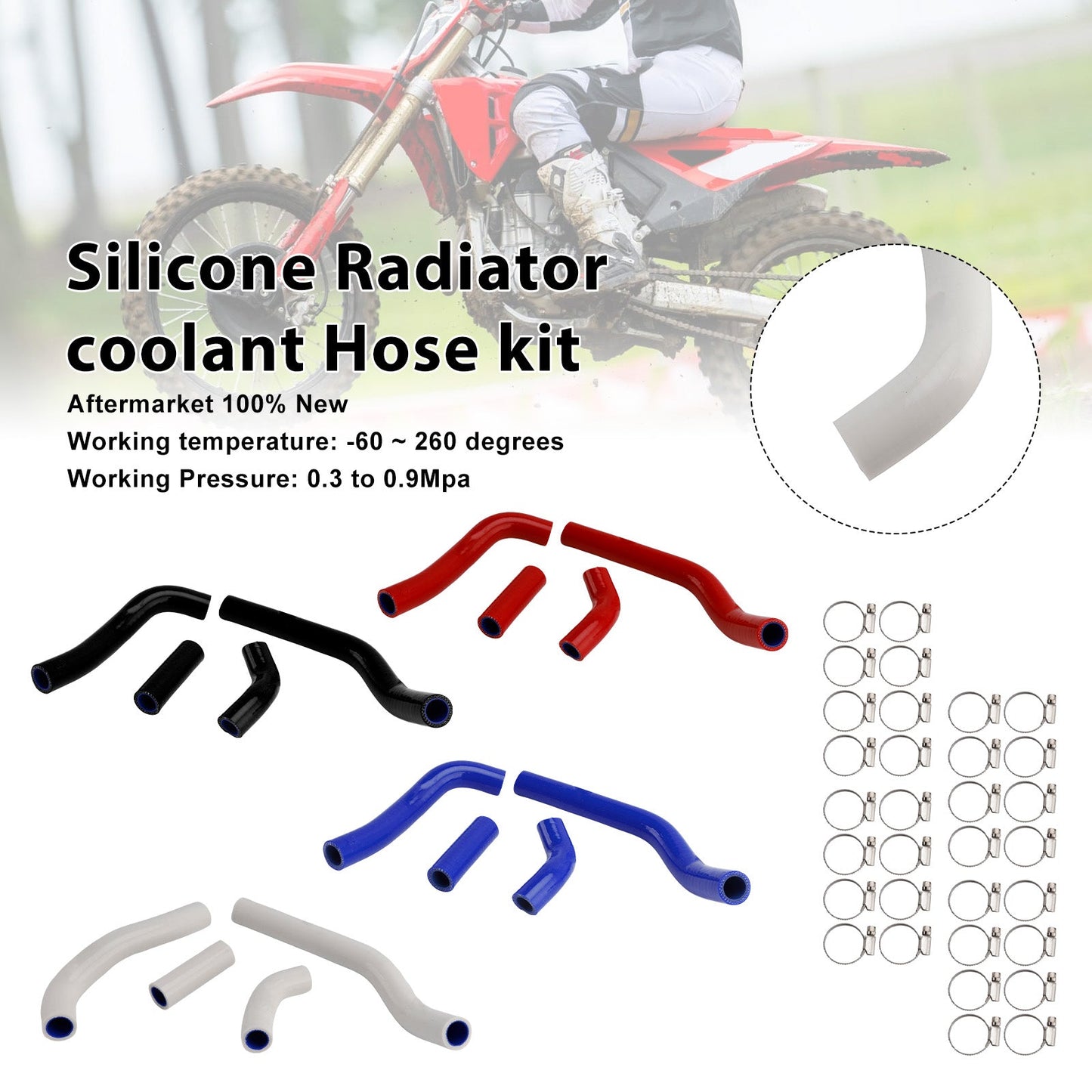 Kit di tubi flessibili in silicone per il liquido di raffreddamento del radiatore, compatibile con Honda CRF450R RX RWE 21-25