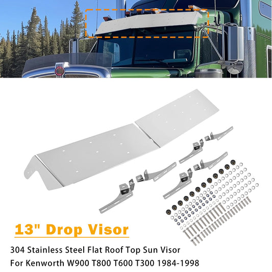 1984-1998 Per Kenworth W900 T800 T600 T300 Visiera parasole da 13"" per tetto piatto