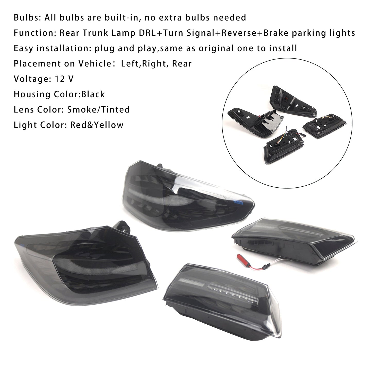 Gruppo ottico posteriore a LED fumé per BMW 5 G30 G38 L&amp;R 2018-2020 63217376469 63217376470