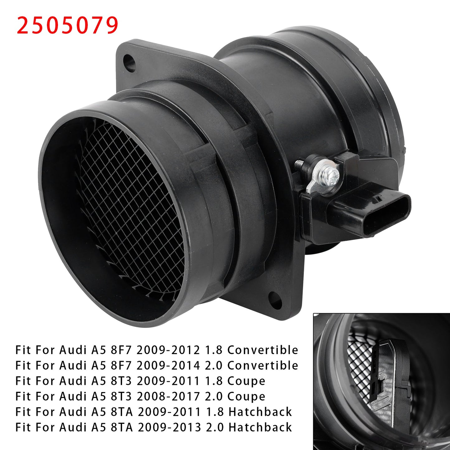 Sensore del flussometro di massa d'aria per Audi A3 8P1 A4 B8 Q5 8RB TT 8J3 A6 C7 2505079
