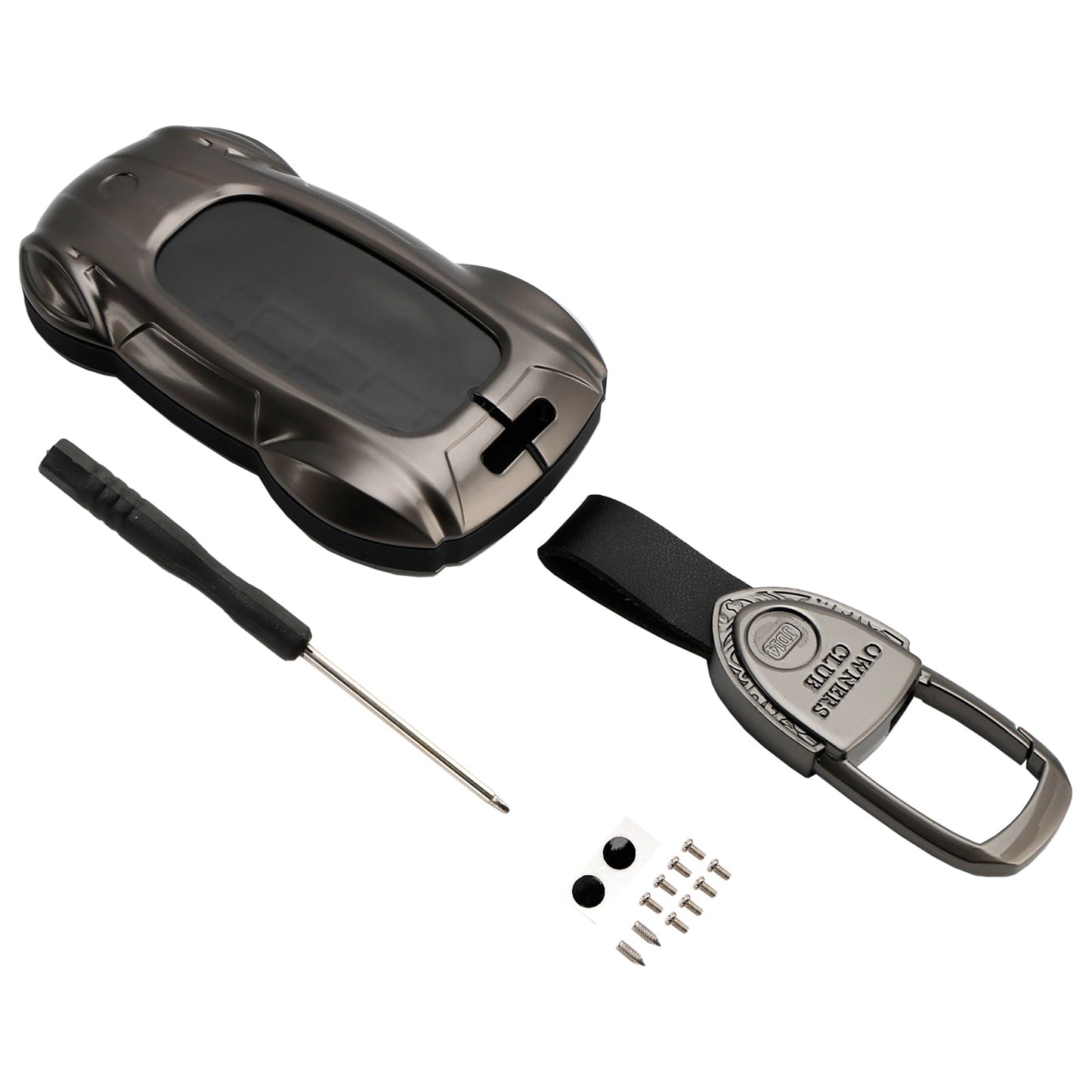 Custodia in pelle e lega di zinco grigia per chiave auto per Lexus ES260h/RX350h/LS500h
