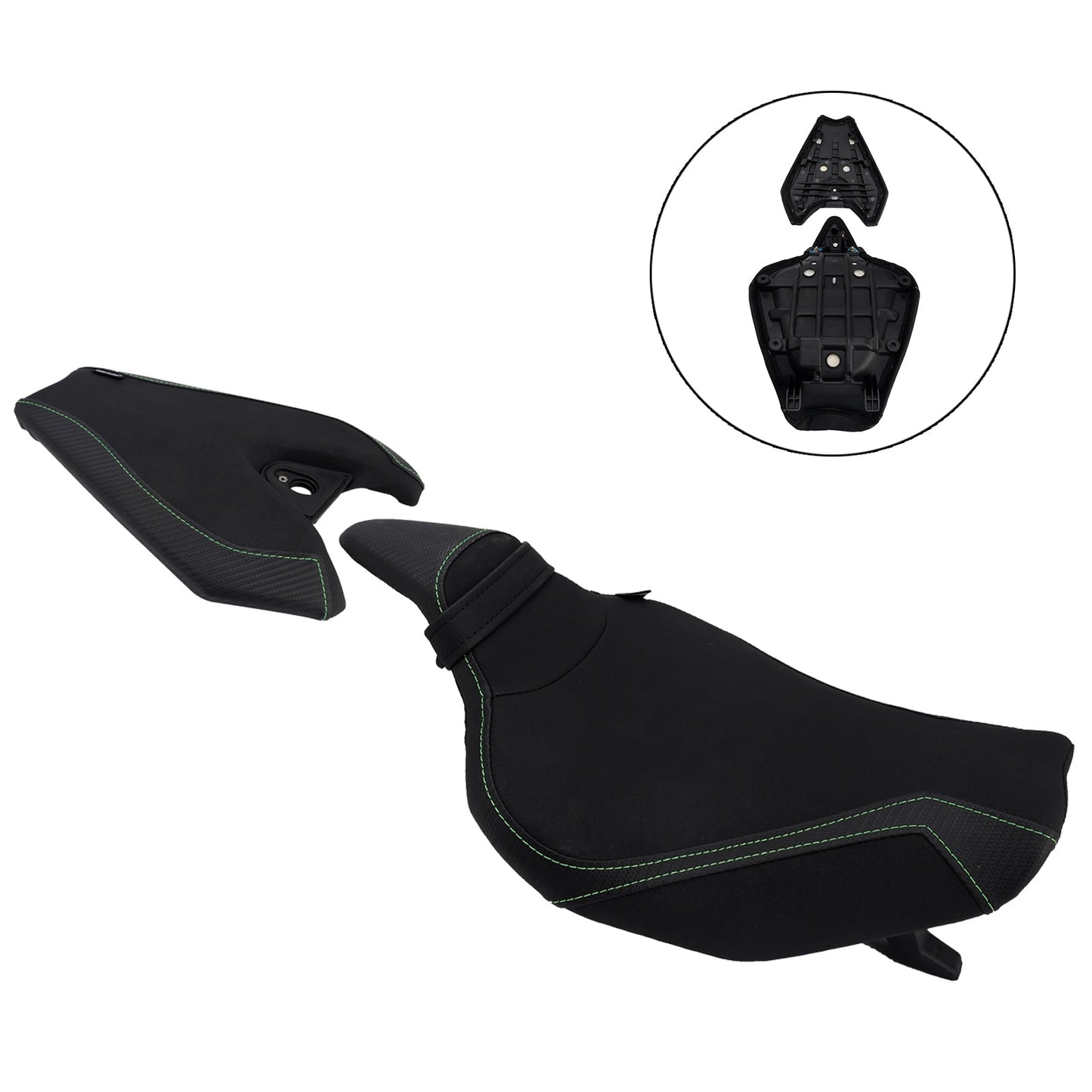 Kit sella conducente e passeggero per Kawasaki Z1000 2014-2025 2024, cuscino posteriore nero