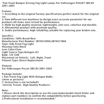 Coppia di fari fendinebbia anteriori per Volkswagen PASSAT 3BG B5 2001-2005