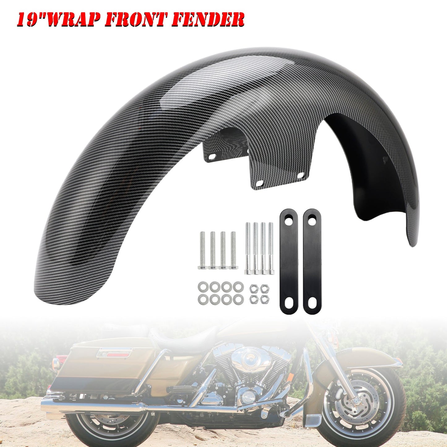 Parafango anteriore avvolgente da 19"" in ABS per Touring Electra Street Road Glide Baggers FLHT FLHR