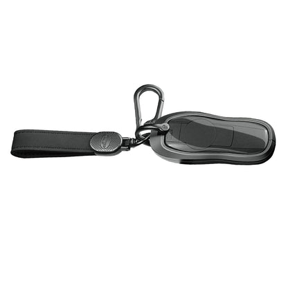 Custodia per chiave auto in TPU argentato in lega di alluminio con fibbia per Porsche Cayenne