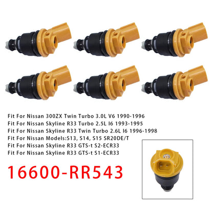 6 pezzi iniettori carburante per Nissan Silvia SR20DET S13 14 15 Skyline R33 16600-RR543