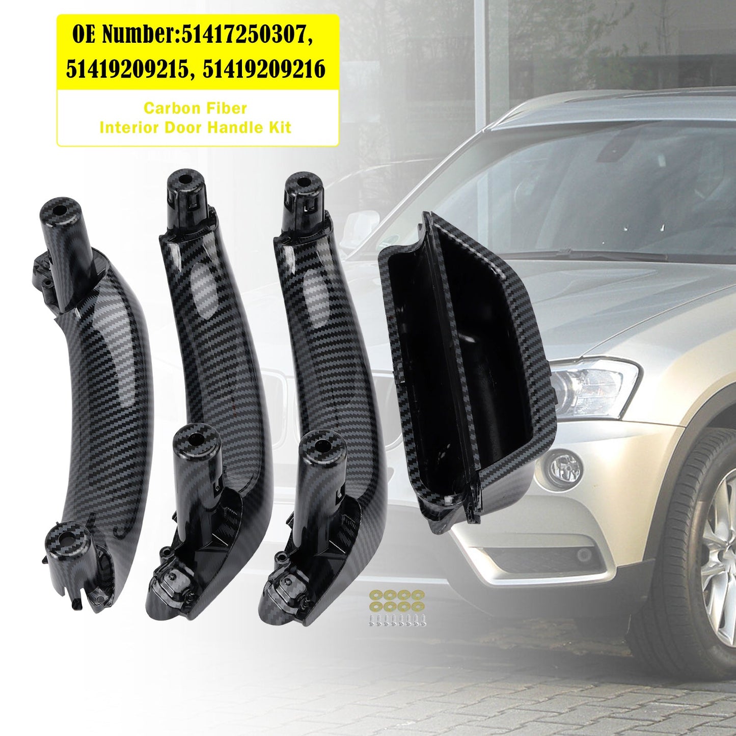 Kit maniglia interna porta in fibra di carbonio 51417250307 per BMW X3 (F25) X4 (F26)