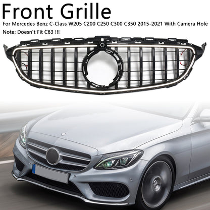 Per Mercedes W205 C250 C300 2015-2021 W/LED Griglia paraurti anteriore nera