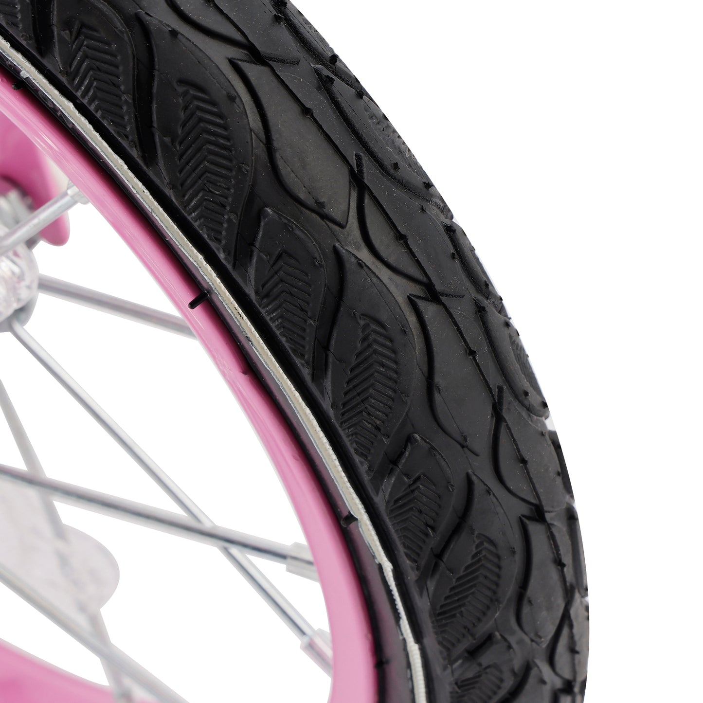 Bicicletta da principessa per bambini da 18" per ragazze, con ruote da allenamento rimovibili, rosa/viola