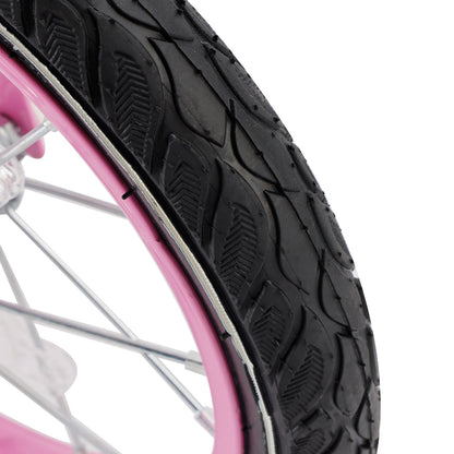 Bicicletta da principessa per bambini da 18" per ragazze, con ruote da allenamento rimovibili, rosa/viola