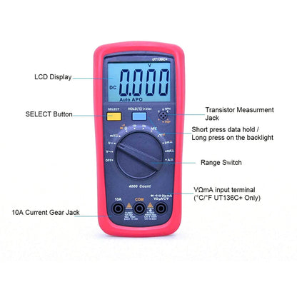 Multimetro digitale UT136C+ Tester Voltmetro CC Amperometro Ohm
