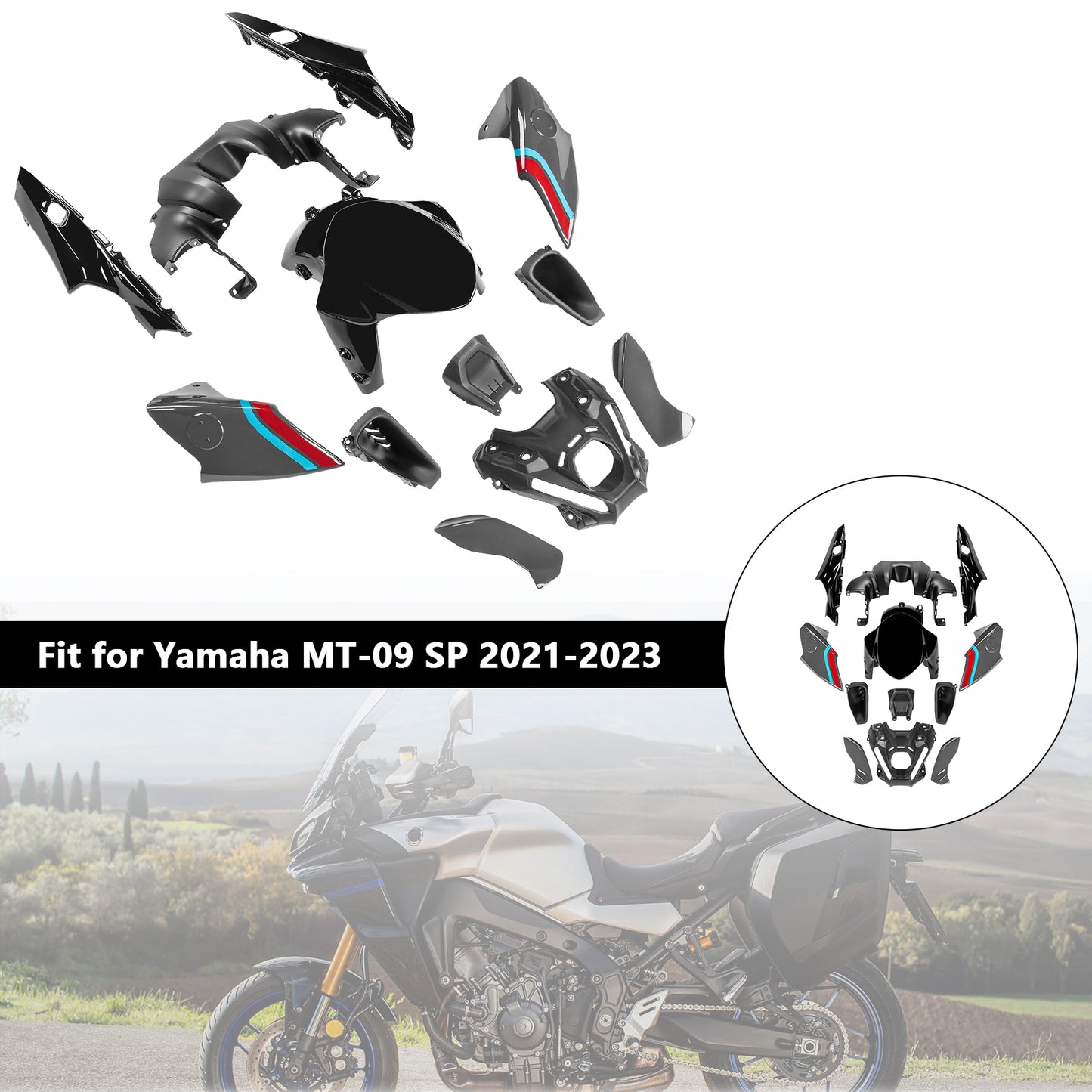 Kit carena carrozzeria iniezione ABS per Yamaha MT-09 / MT-09 SP 2021-2023