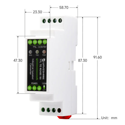 Modulo di isolamento elettrico da TTL a RS485 Convertitore seriale su guida DIN Protezione da sovratensioni