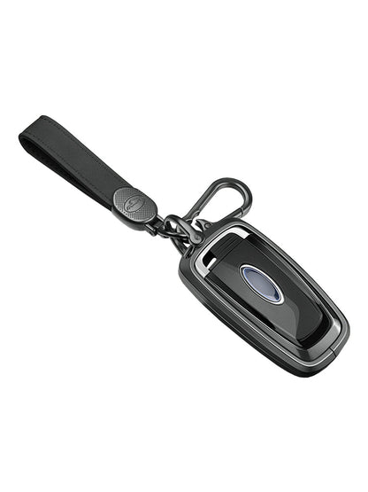 Custodia per chiave auto in TPU nero con fibbia, in lega di alluminio, per Ford.