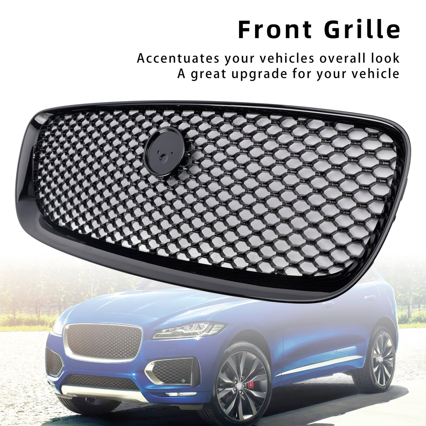 Per JAGUAR F-PACE X761 2016-2020 ABS Griglia paraurti anteriore nera lucida