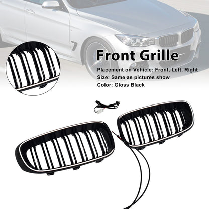 Griglia anteriore a doppia lamella nera lucida per BMW Serie 3 F34 GT (modelli 2013-2019).
