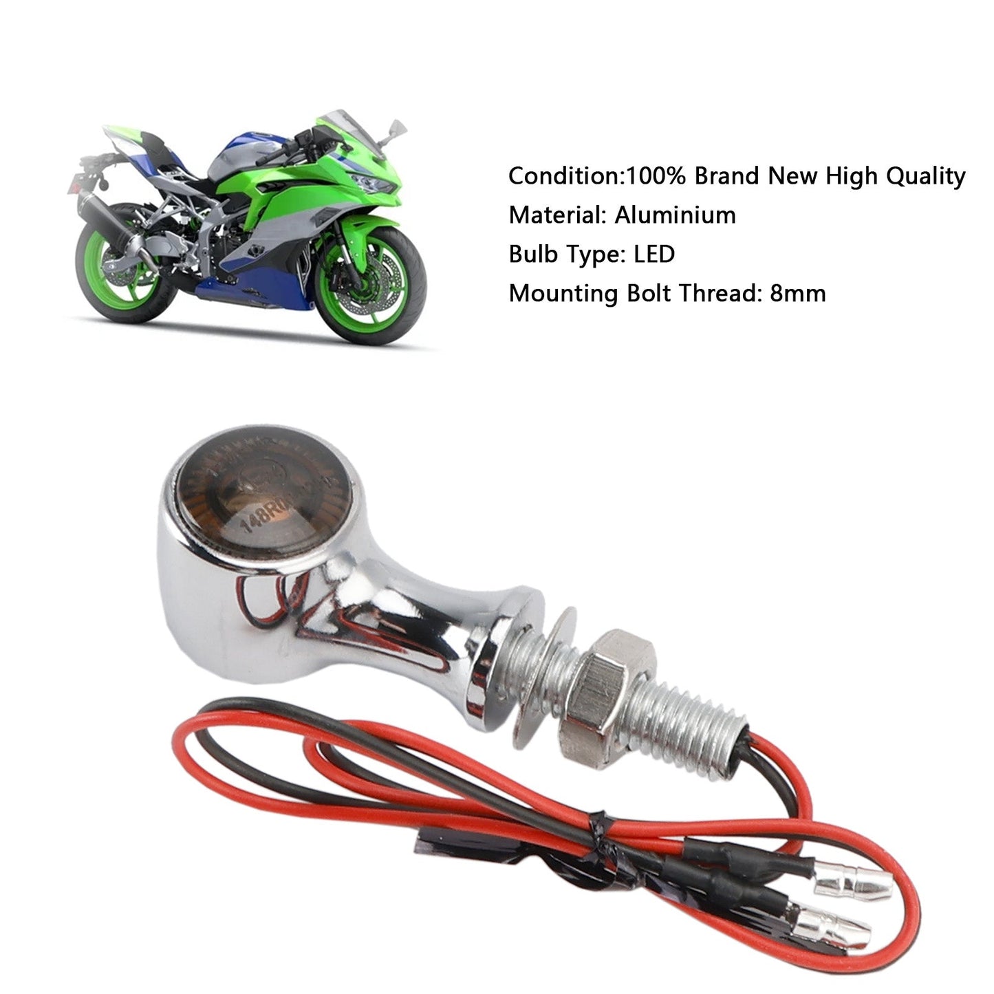 Indicatore di direzione a LED da 12 V, 8 mm, universale per moto Suzuki