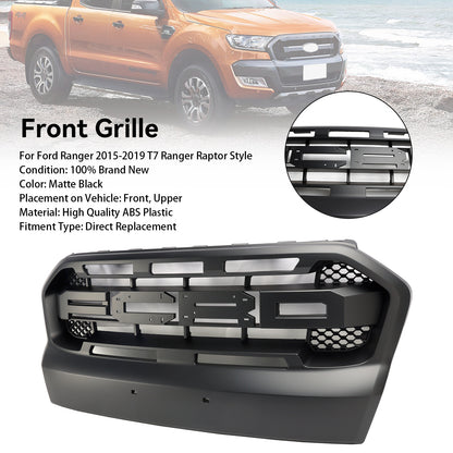 Matt Black Ranger Raccer Raptor Style Front Bumper Grill per Ford Ranger 2015-2019 T7