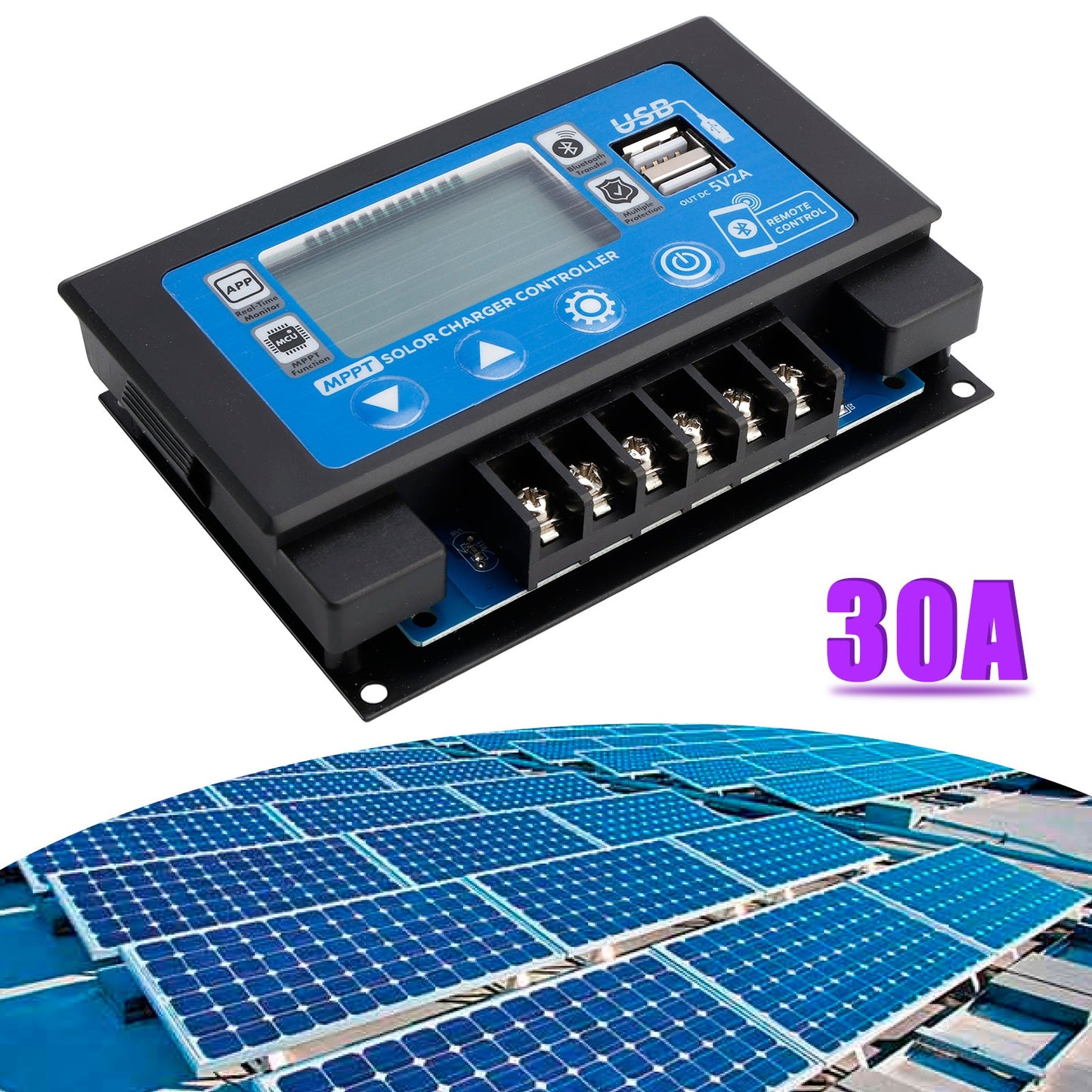 Regolatore solare MPPT dedicato con accumulo di energia Snap-On integrato da 30/60 A, Bluetooth