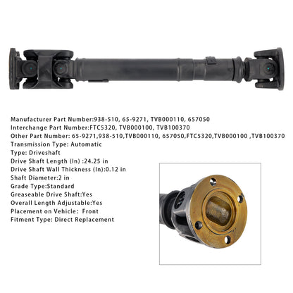 Land Rover Discovery V8 4.0L 2000-2002, albero di trasmissione anteriore 4WD, albero di trasmissione TVB000100