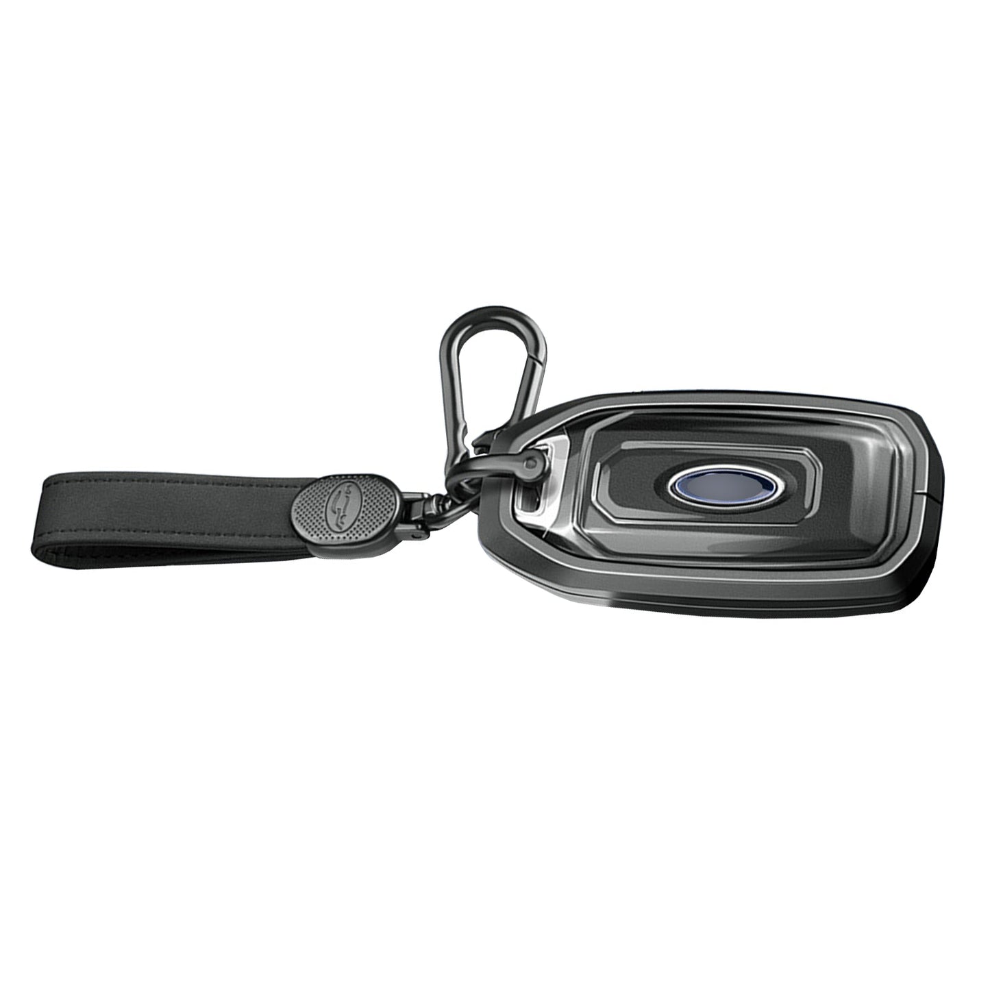 Custodia per chiave auto in TPU nero con fibbia, in lega di alluminio, per Ford.