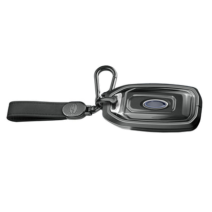 Custodia per chiave auto in TPU nero con fibbia, in lega di alluminio, per Ford.