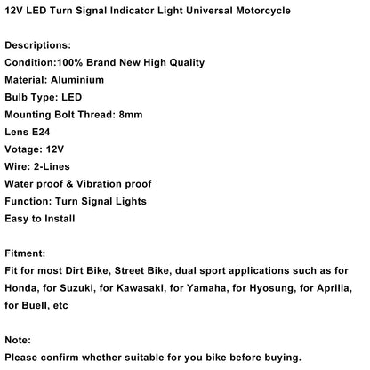 Indicatore di direzione a LED da 12 V, 8 mm, universale per moto Honda
