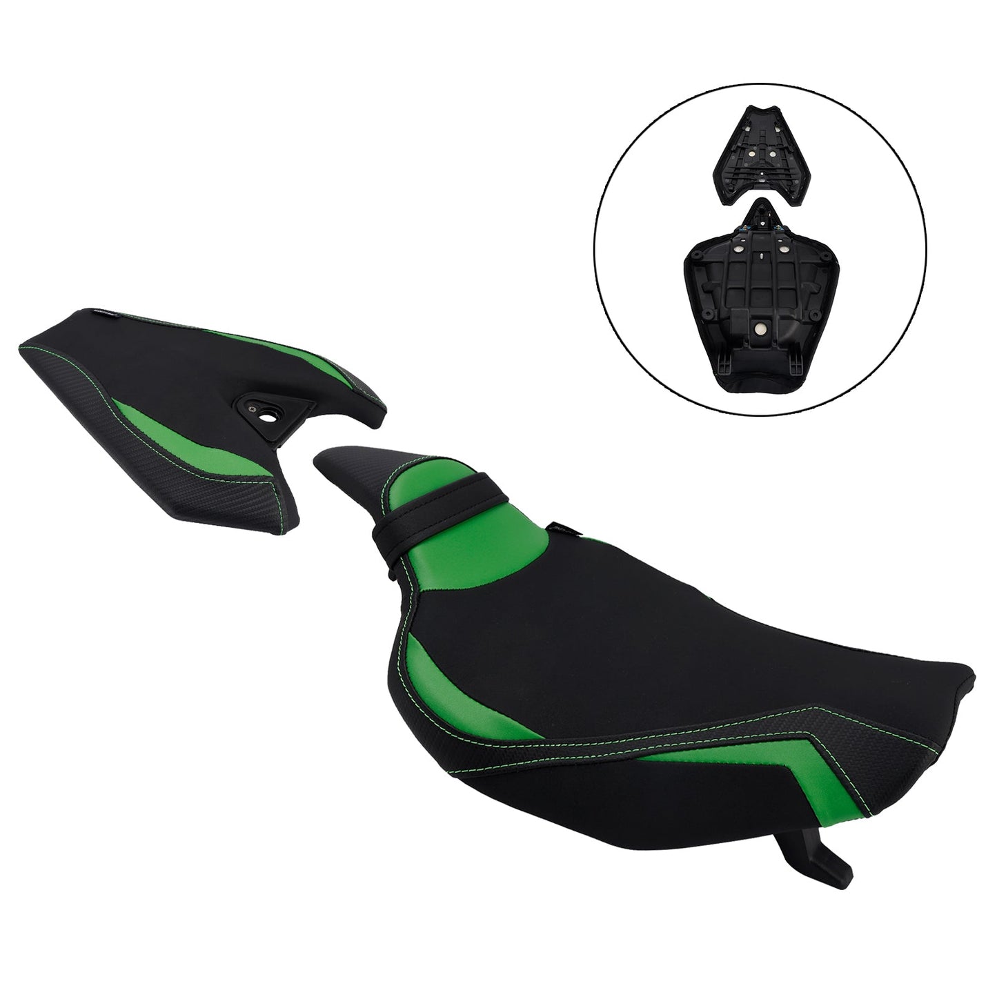 2014-2025 2024 Per Kawasaki Z1000 Parte anteriore inferiore con sedile posteriore conducente passeggero Verde1