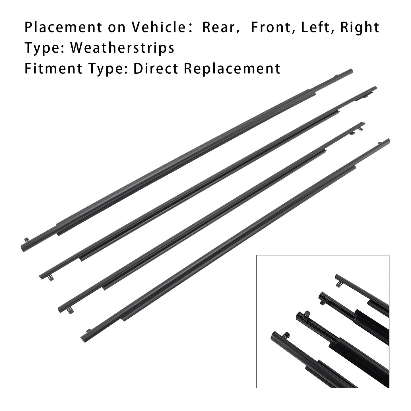 Guarnizione esterna per cintura in vetro della portiera Toyota Prius 2010-2015 (4 pezzi)