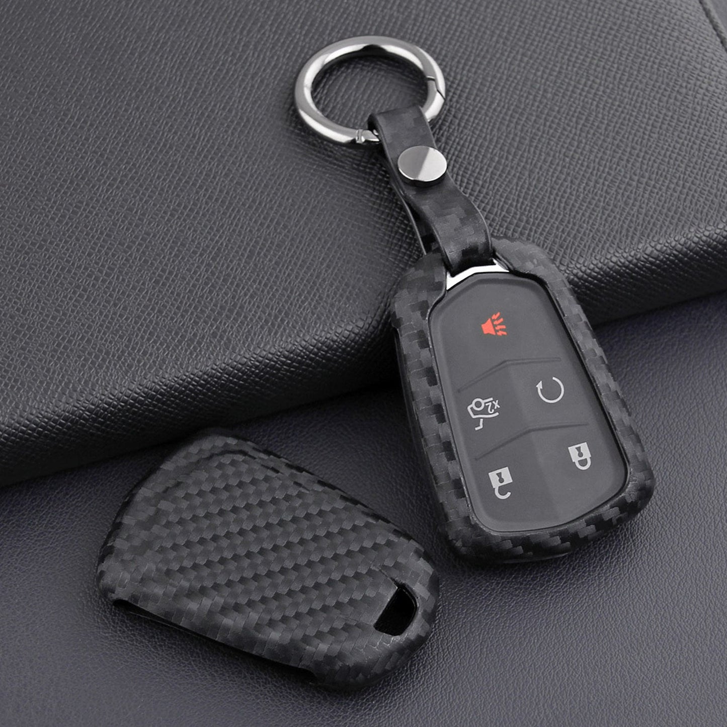 Custodia in pelle e silicone per chiave auto con fibbia per Cadillac