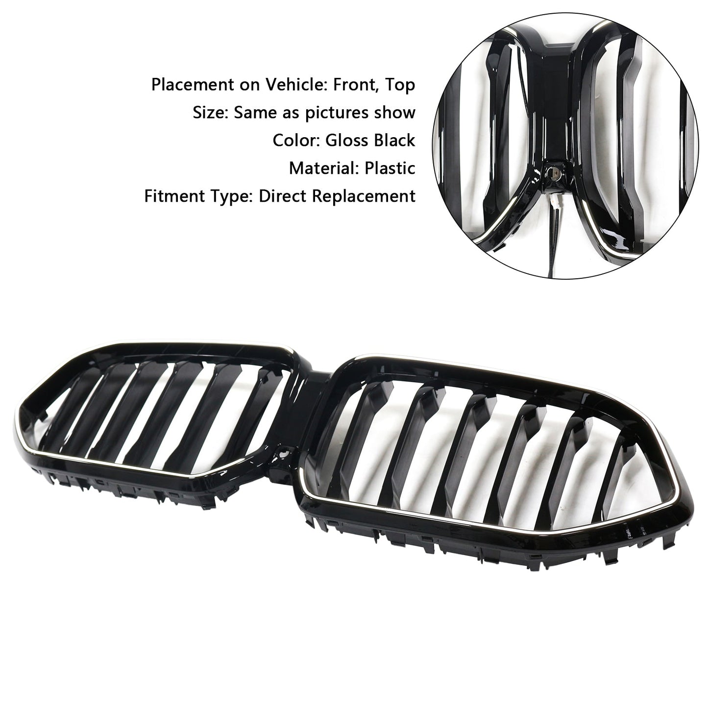 Griglia paraurti anteriore nera BMW X6 G06 M60i 2023-2025 con foro per telecamera