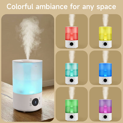 Umidificatore 4L per camera, baby e piante, silenzioso, con ugello a 360°, spegnimento automatico e luce colorata