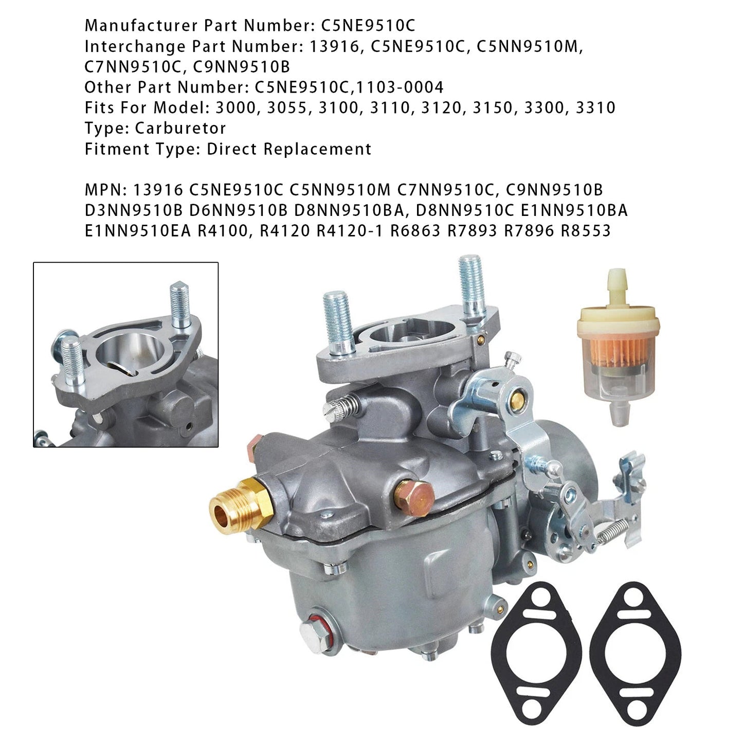 Carburatore C5NE9510C per trattore Ford 3000 3100 3300 3400 3500 13916