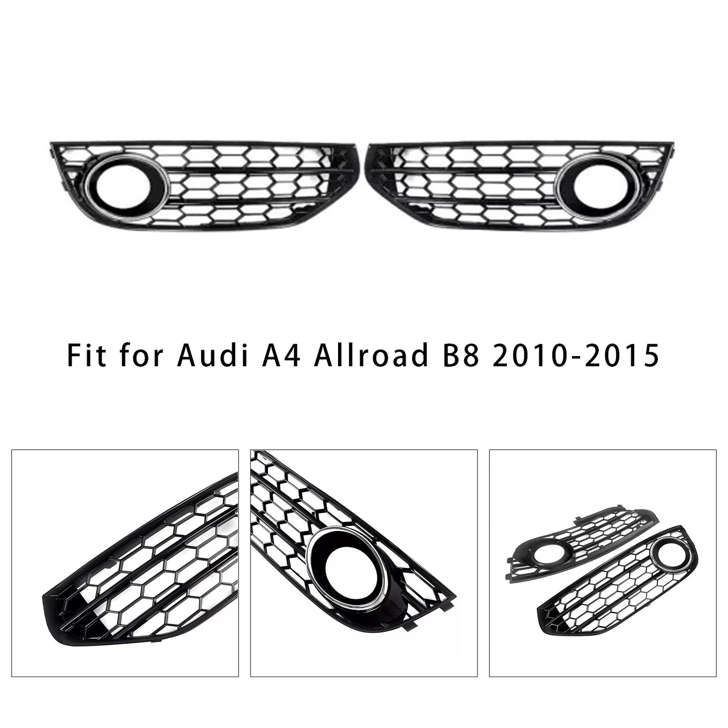 Griglia fendinebbia a nido d'ape per paraurti anteriore Audi A4 Allroad B8 2010-2015 cromata