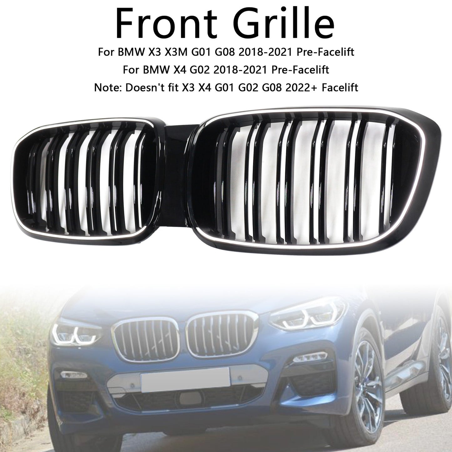 Griglia a maglie frontali a rene pre-restyling BMW X3 X3M G01 G08 2018-2021 51138469959 51138469959