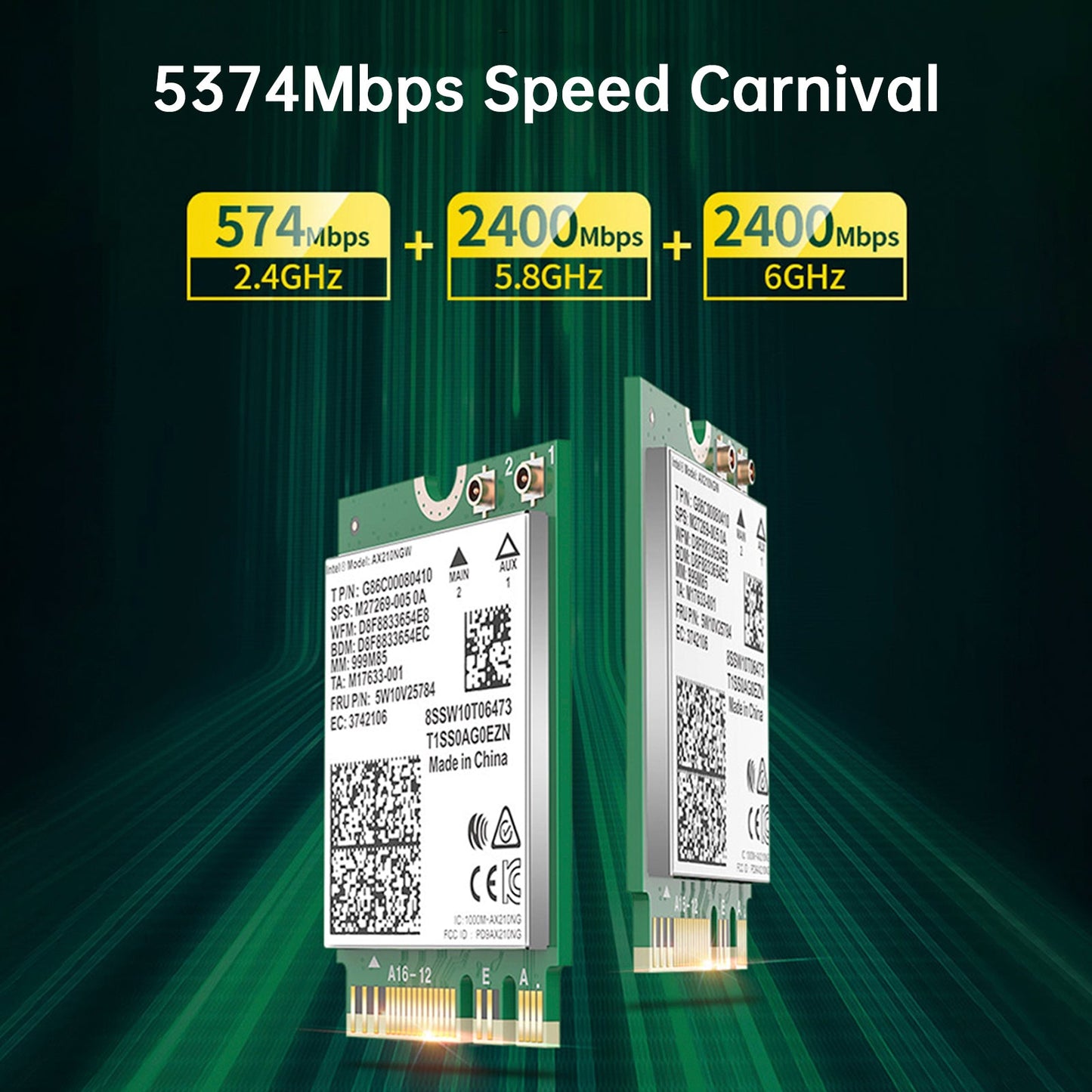 Modulo AX210 Bluetooth 5374Mbps Scheda di rete Gigabit ad alta velocità Supporta WIFI6