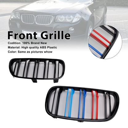 2 griglie anteriori per paraurti nere lucide compatibili con BMW X3 E83 2007-2010 LCI