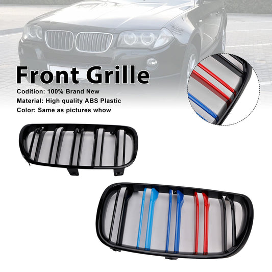 2 griglie anteriori per paraurti nere lucide compatibili con BMW X3 E83 2007-2010 LCI