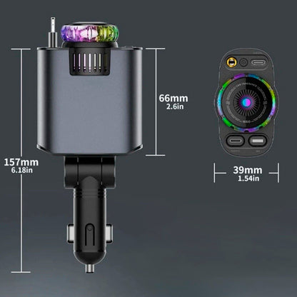 Caricabatterie per auto super veloce da 120 W con cavo retrattile Caricabatterie intelligente per deodoranti per ambienti