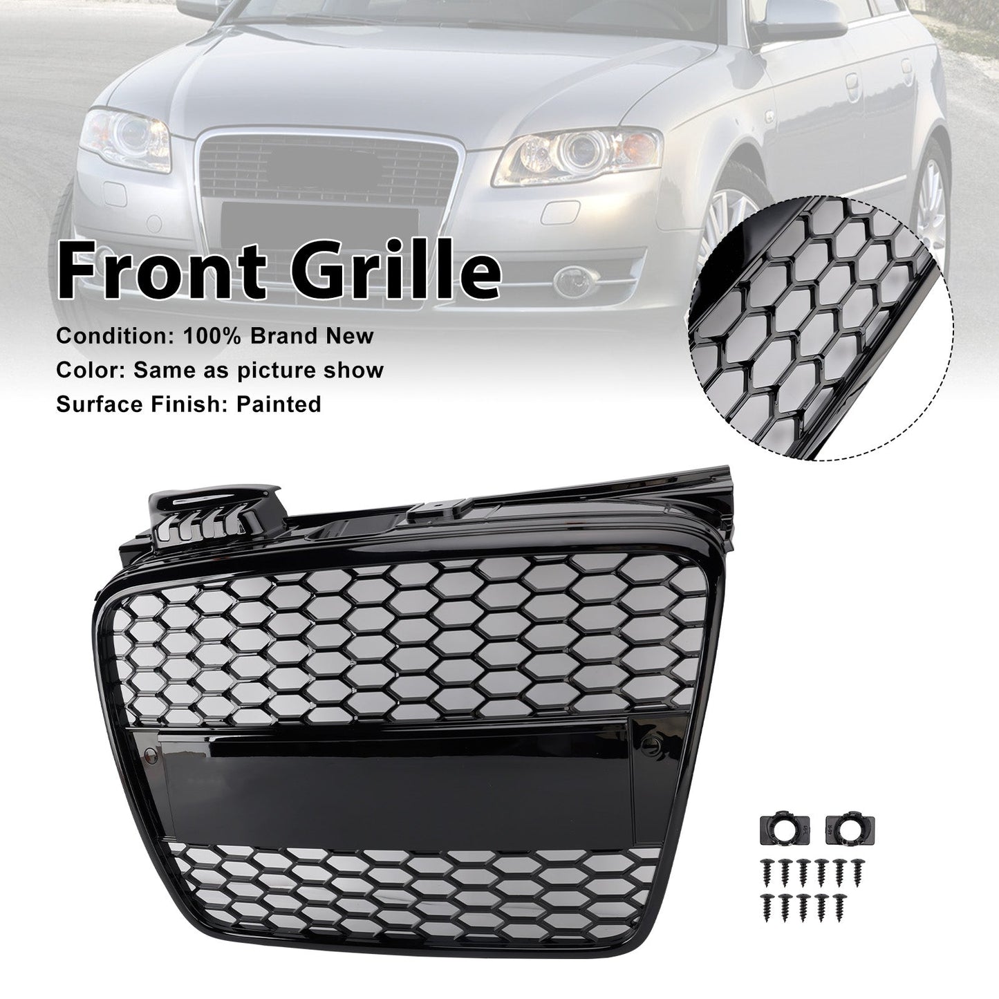 Griglia anteriore a nido d'ape in stile RS4 per Audi A4 B7 S-Line 2005-2008