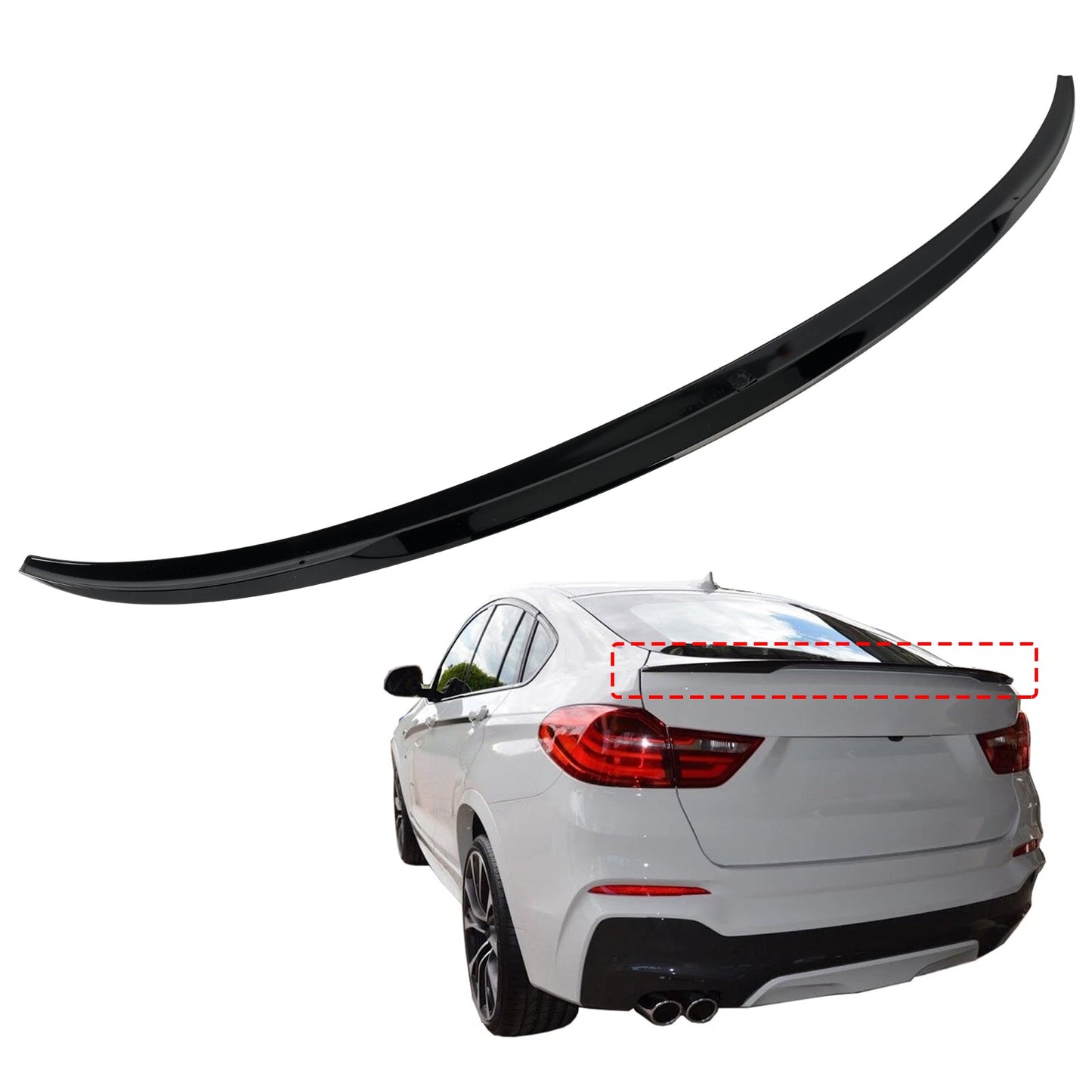 Spoiler posteriore per bagagliaio BMW X4 F26 2014-2018 nero lucido