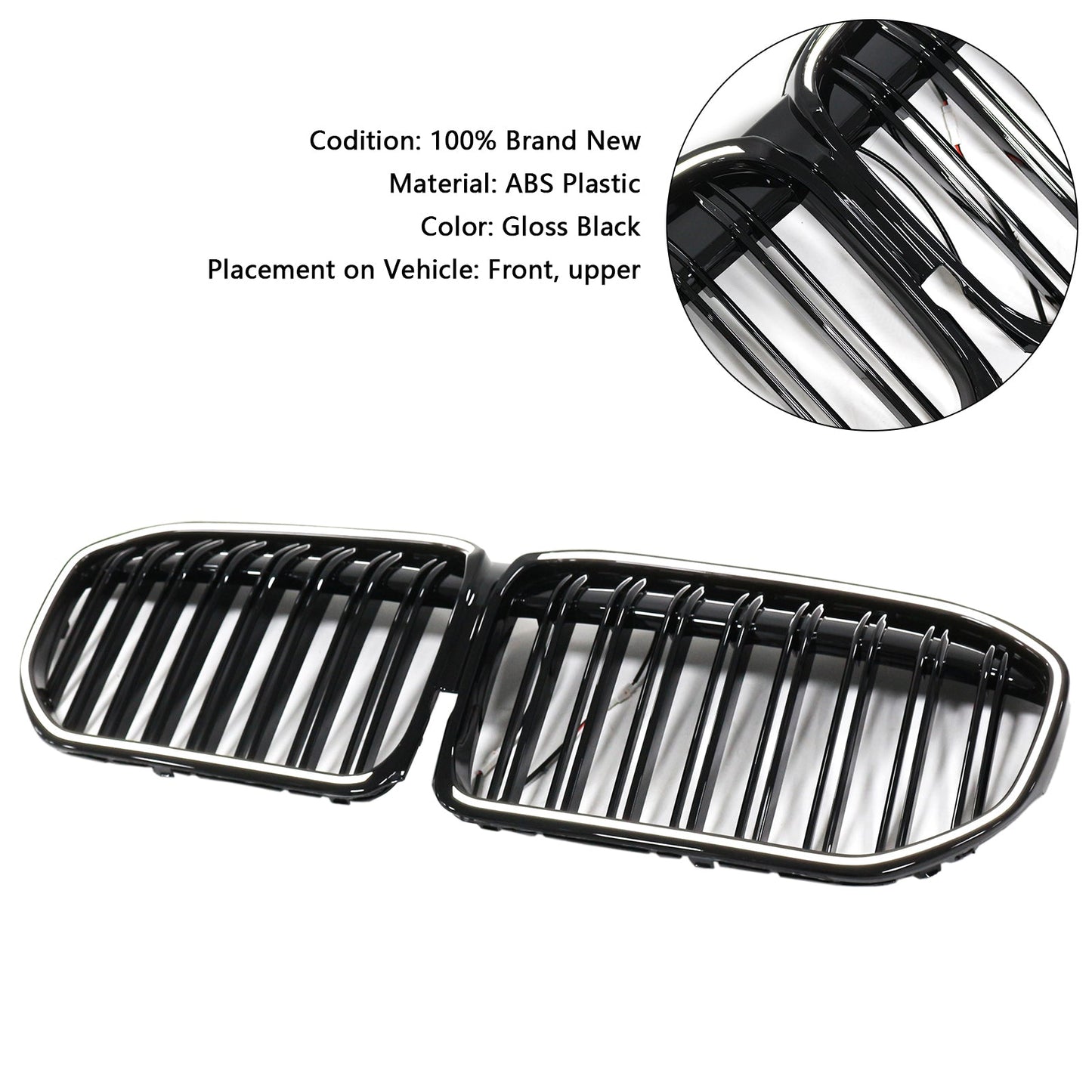 Griglia anteriore nera lucida a doppia stecca per BMW Serie 7 G11 G12 2019-2022