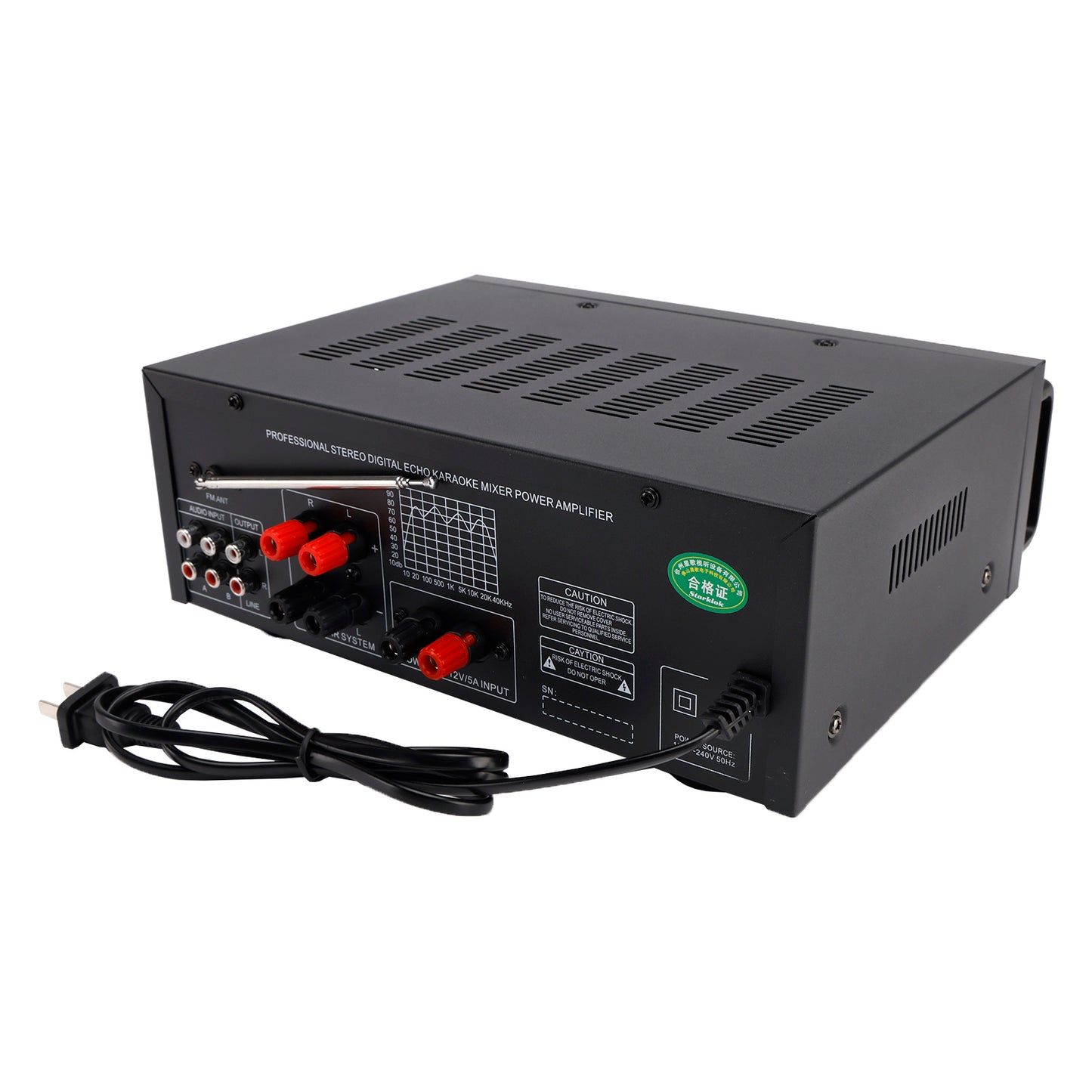 Bluetooth 5.4 HiFi 2500W Peak stereo Karaoke Power Amplificatore FM USB EQ Mixer