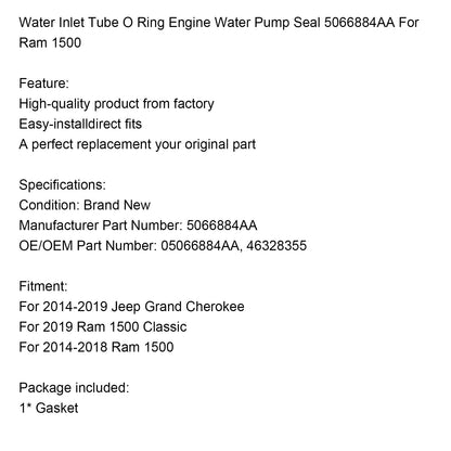 Guarnizione pompa acqua motore O-ring tubo ingresso acqua 5066884AA per Ram 1500