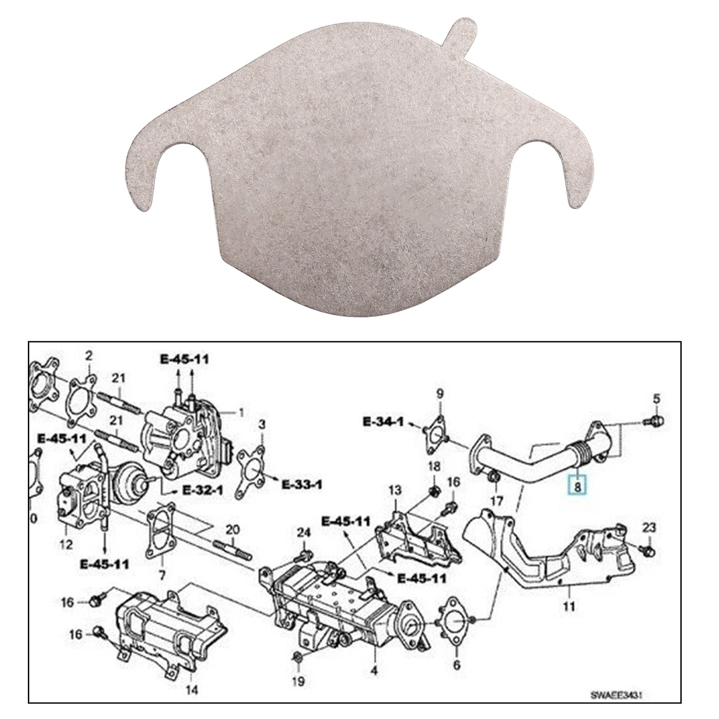 Piastra di riparazione EGR per Honda 2.2 i-Dtec Civic CR-V Accord EGR deve essere mappato